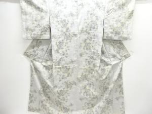 アンティーク　花模様織り出し手織り紬着物